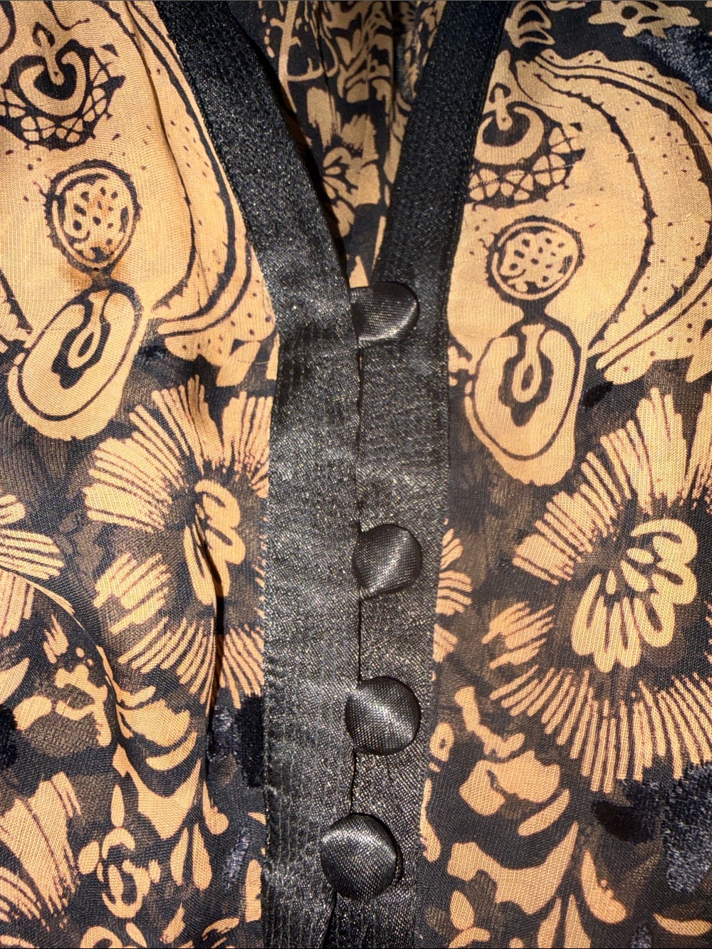 Vintage Y2K WhimsyGoth Fairy Floral Velvet Silk Burnout Kimono Cardigan Medium - Picture 12 of 12